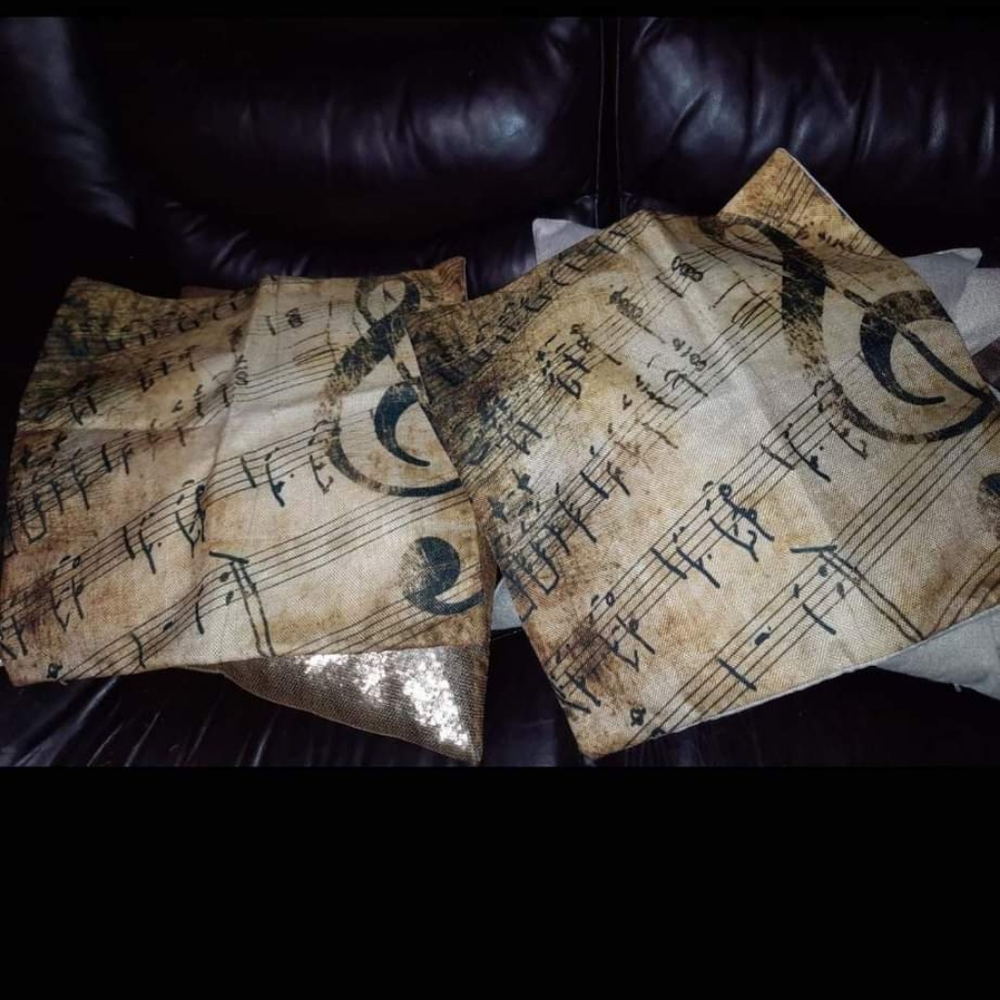 Music Pillow Cases Home Decor Accent Couch Bed Chair Vintage Look